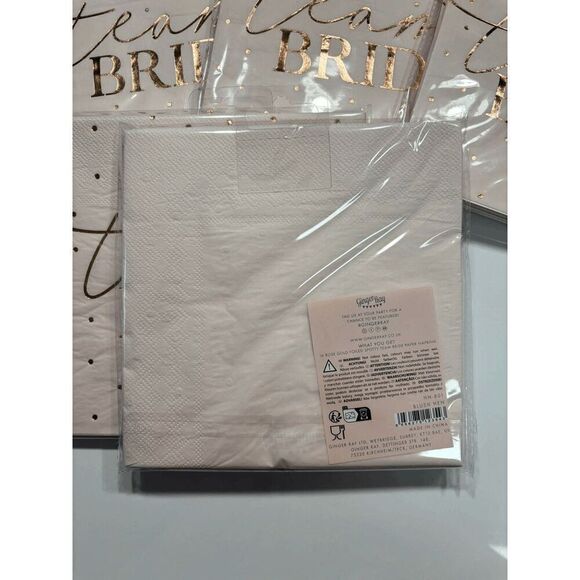 Ginger Ray Rose Gold Foiled Team Bride Paper Napkin Packs Lot of 5 - Picture 2 of 2